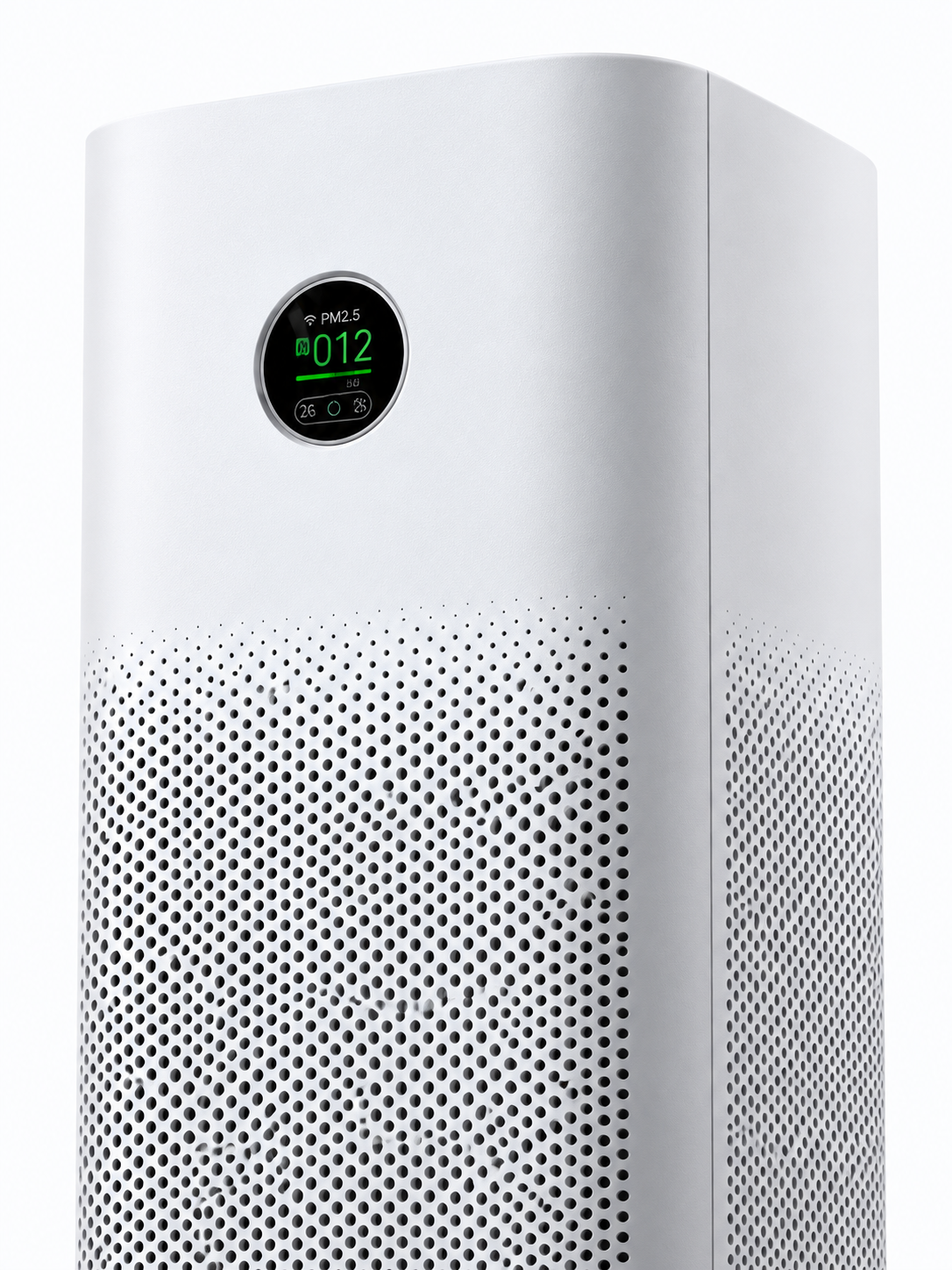 Close view of Xiaomi Smart Air Purifier 6 air quality display and intake