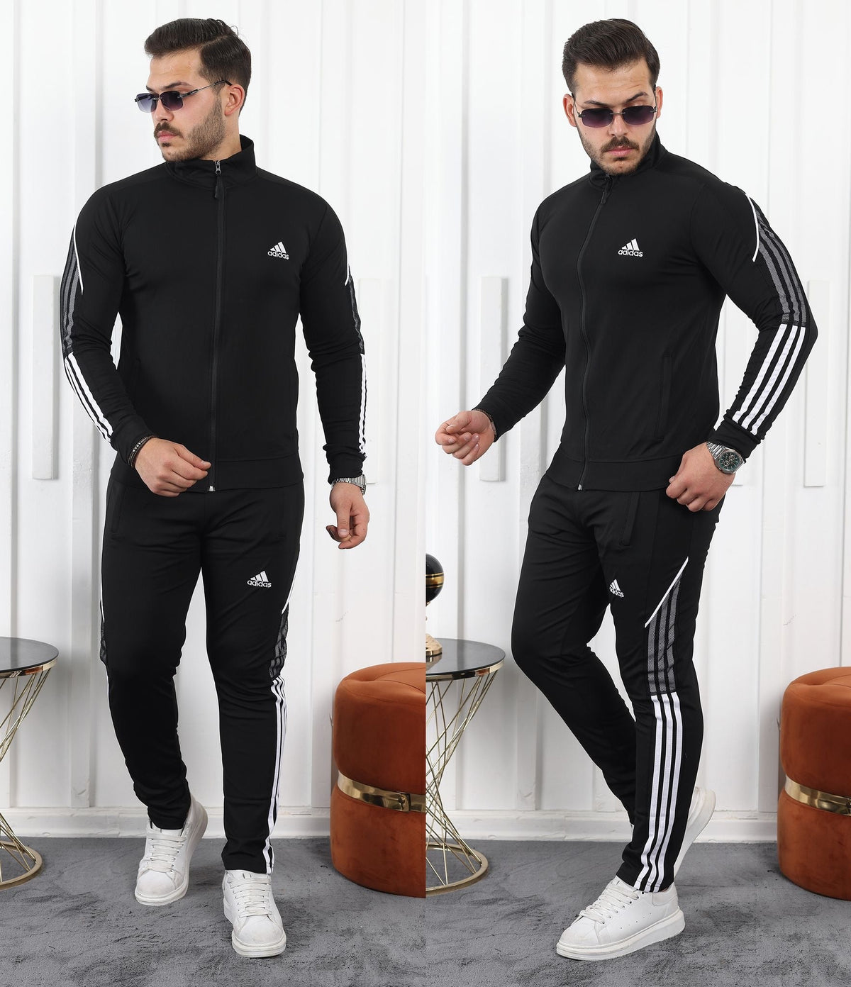 Adidas black and white complete sportswear set at Zayushi