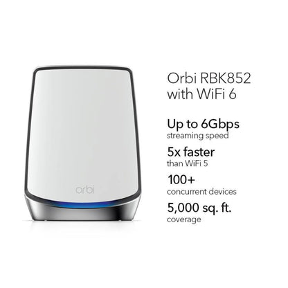 Netgear Orbi AX6000 Tri-band WiFi 6 Mesh System, Router + 2 Satellite