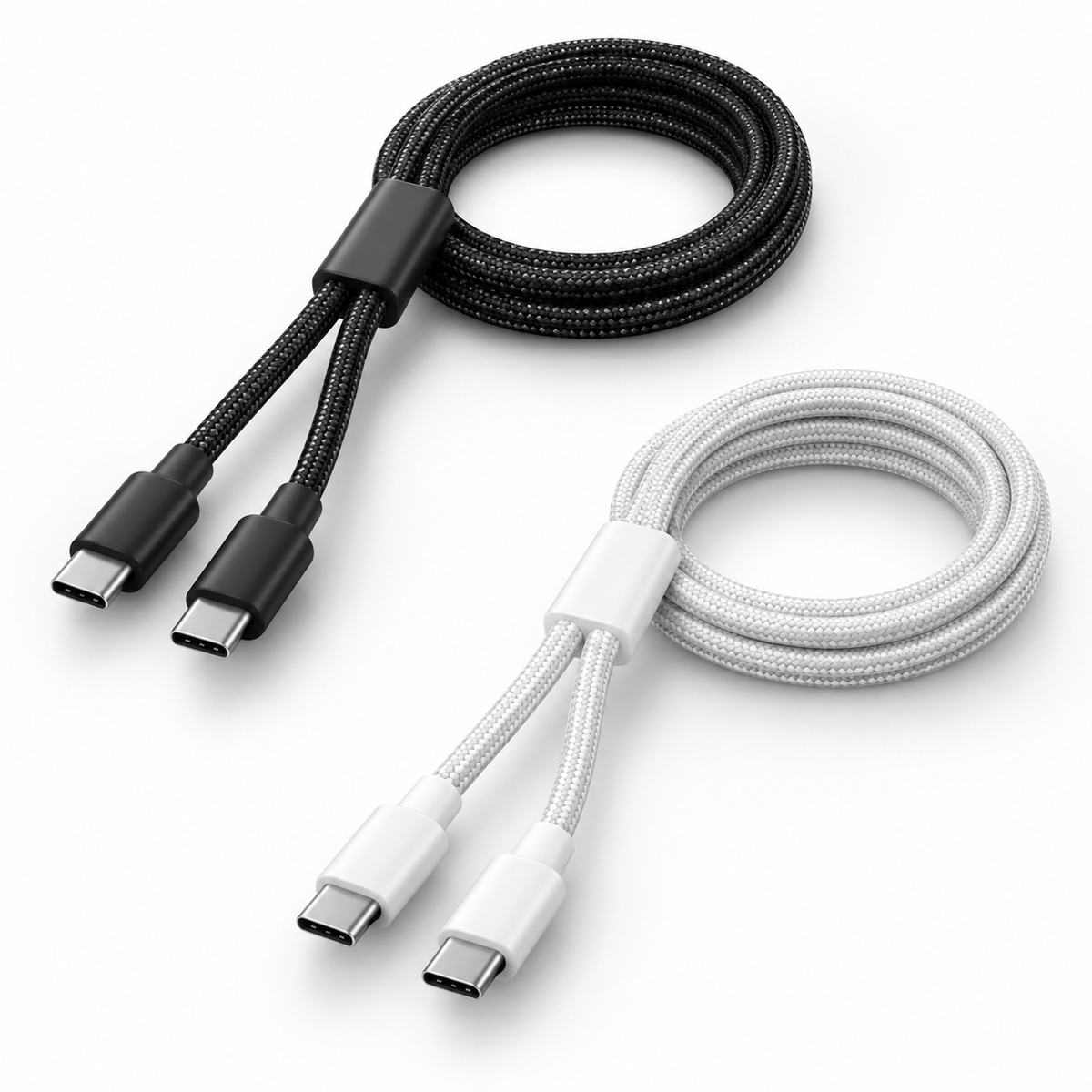 Belkin braided USB-C to dual USB-C 140W cable in black and white