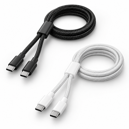 Belkin braided USB-C to dual USB-C 140W cable in black and white