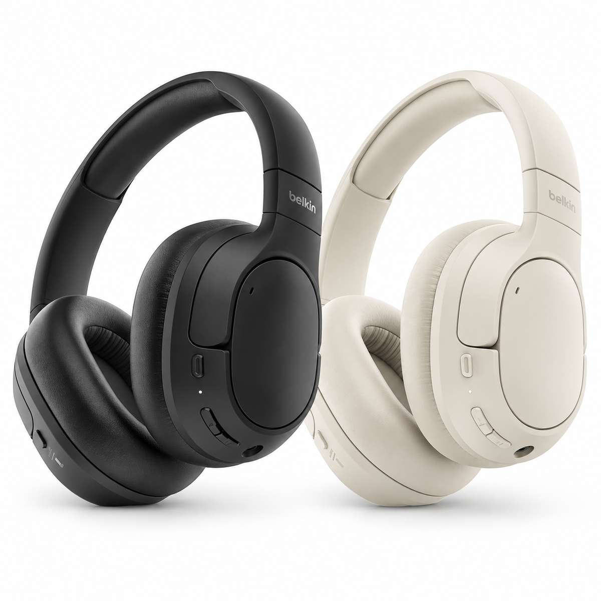 Belkin SoundForm Isolate ANC headphones in black and sand - main product image