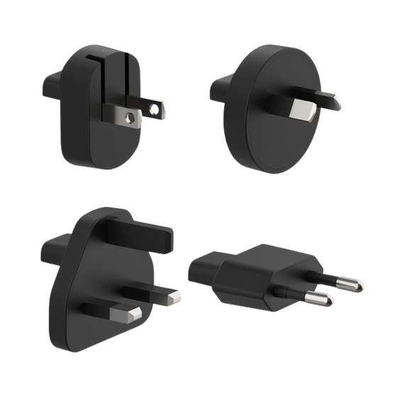 Included travel plug adapters