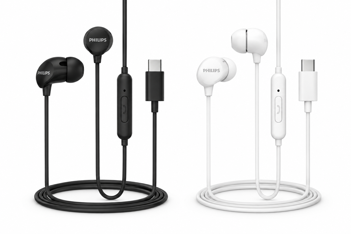 Philips TAE2146 USB-C Wired Earphones black and white options